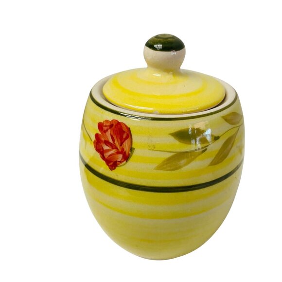 Ginger Jar Ceramic Yellow Floral Jar With Lid Storage 4" Decorative Hand-Painted - Picture 8 of 13